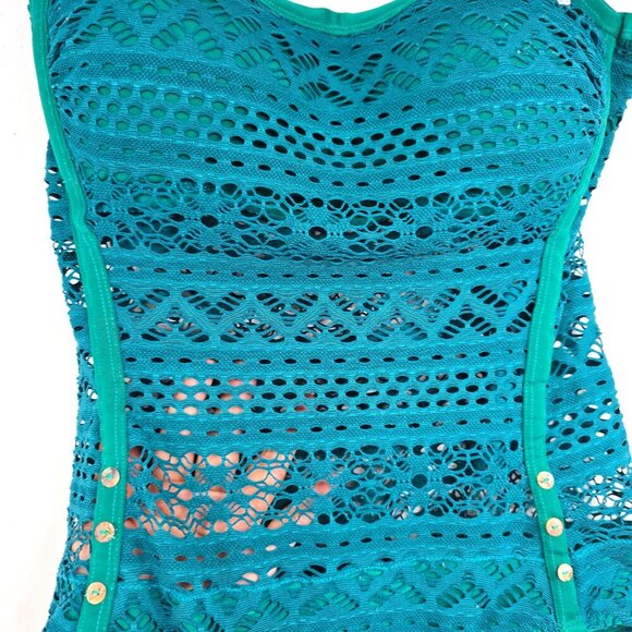 Lookbook Store Deep Emerald Green Eyelet One Piece Swimsuit - Picture 4 of 10